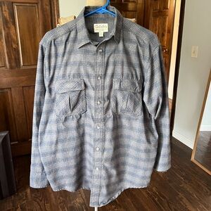Cabela's Blue and Gray Checkered Flanner Shirt - Men's Medium